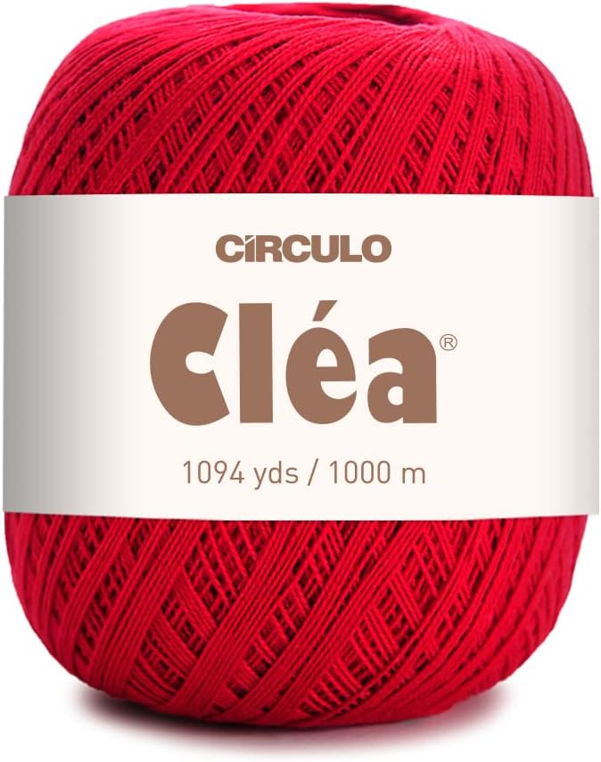 CRCULO Circulo Clea Yarn – Crochet Thread Fine Size 10-8/2 Perfect for Weaving - 100% Mercerized Brazilian Cotton (Pack of 1 Ball) – 5.3 oz, 1094 yds - Color: 3635 - Passion - Image 1